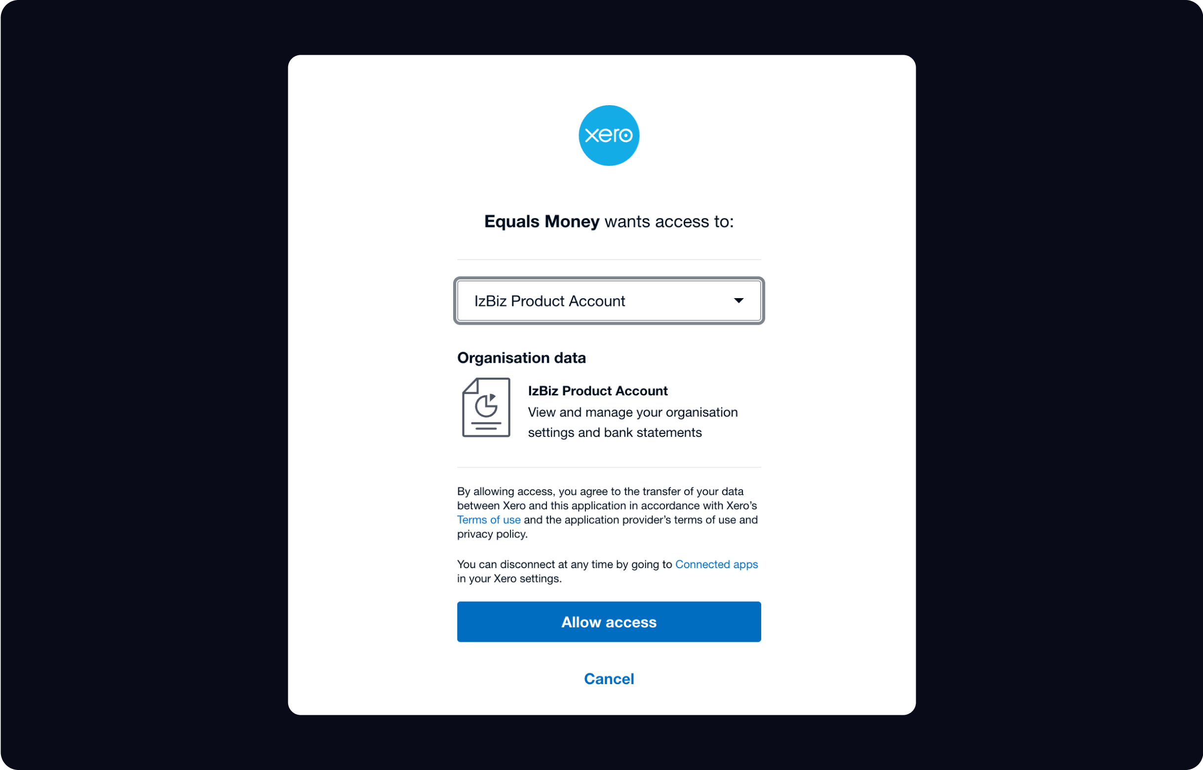 Xero link UI