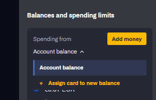 Assign card to a new balance