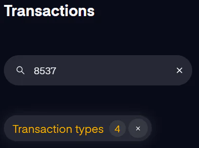 Transactions filter cards 1