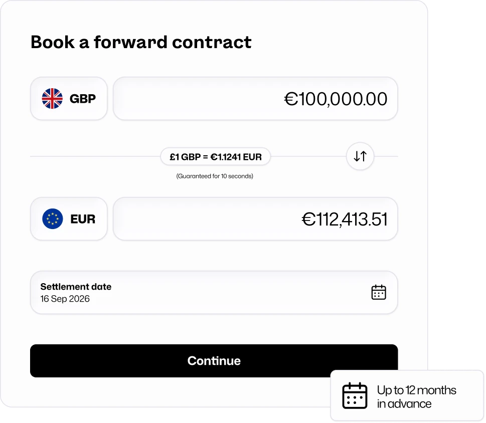 Booking a forward contract in the Equals platform