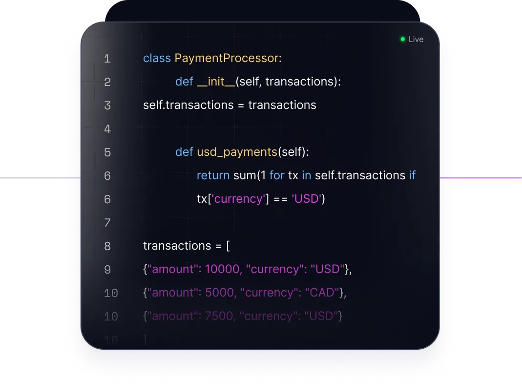 Screenshot of a dark code editor showing API integration code