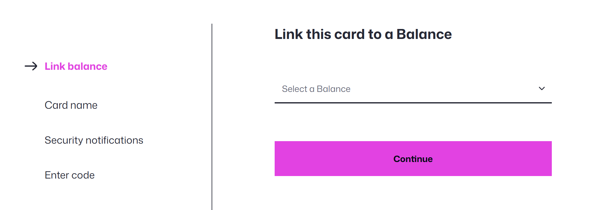 Link to a new balance