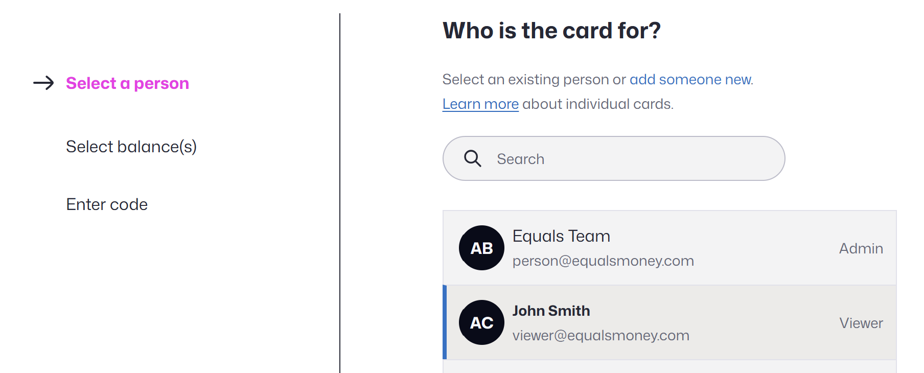 Who is the card for