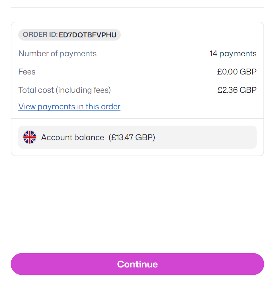 Batch payments screen 2